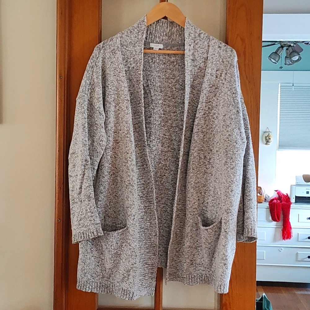 Light Gray Open Front Sweater Cardigan